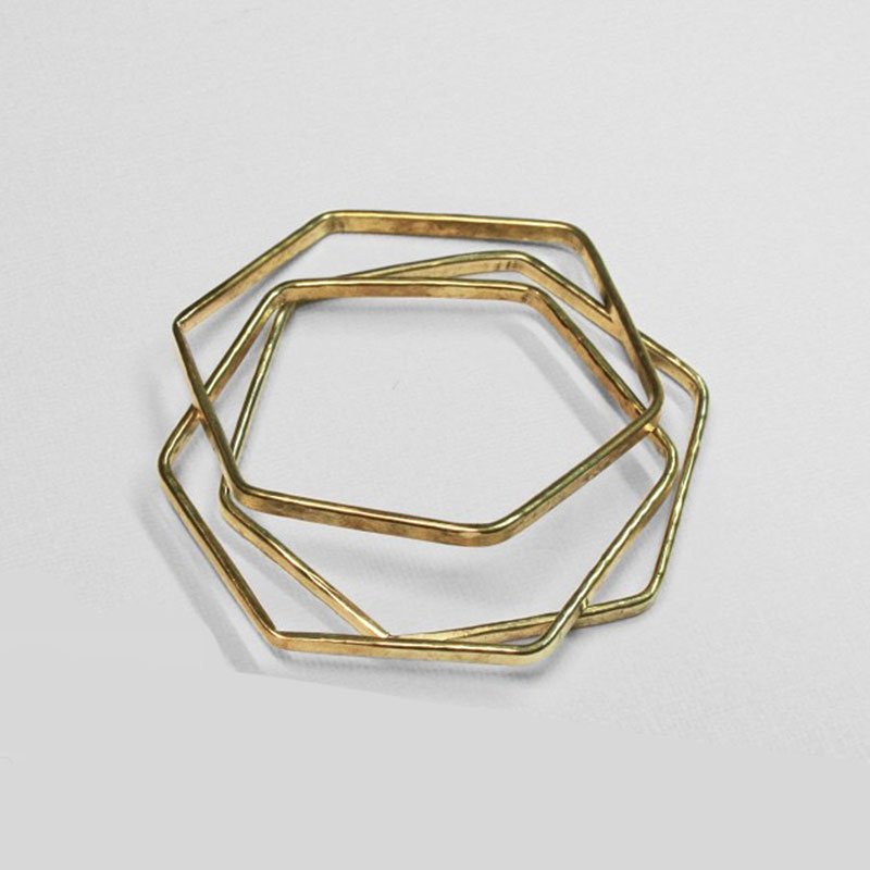Natural Collection Made brass hexagon bangle set - Green Christmas gift guide